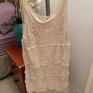 American eagle cream crocheted dress